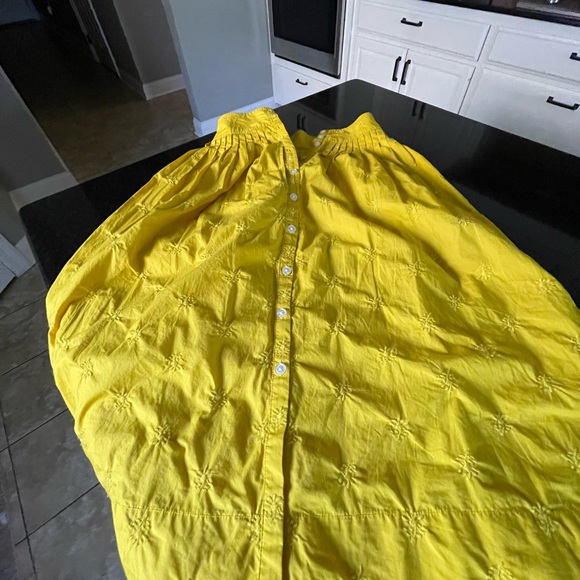 Gap yellow cotton poplin high waisted plated midi skirt - Picture 4 of 7